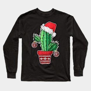 Cactus Christmas Tree Gift Santa Xmas Succulent P.ium Long Sleeve T-Shirt